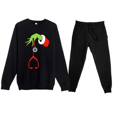 Nurse Christmas Stethoscope Nurses Xmas Pajamas Premium Crewneck Sweatsuit Set