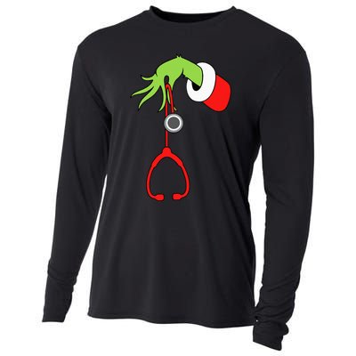 Nurse Christmas Stethoscope Nurses Xmas Pajamas Cooling Performance Long Sleeve Crew