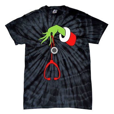 Nurse Christmas Stethoscope Nurses Xmas Pajamas Tie-Dye T-Shirt