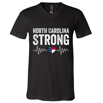North Carolina Strong With Nc State And Love North Carolina V-Neck T-Shirt