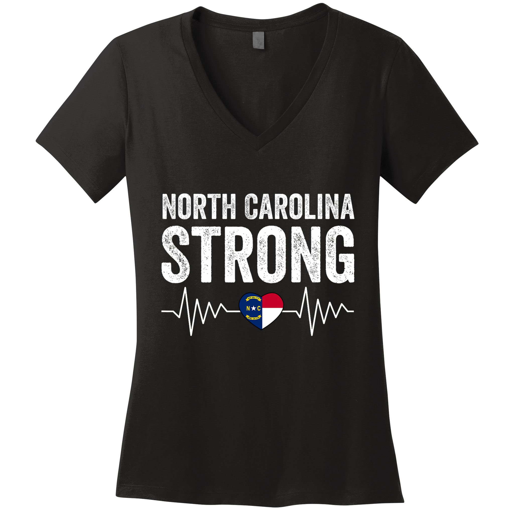 North Carolina Strong With Nc State And Love North Carolina Women's V-Neck T-Shirt