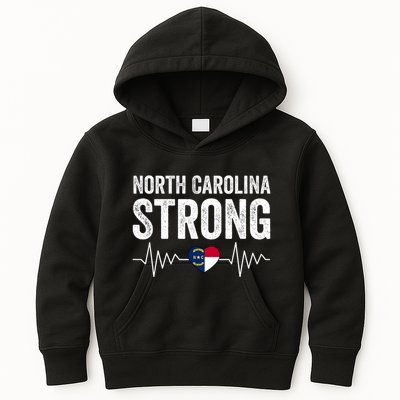 North Carolina Strong With Nc State And Love North Carolina Kids Hoodie