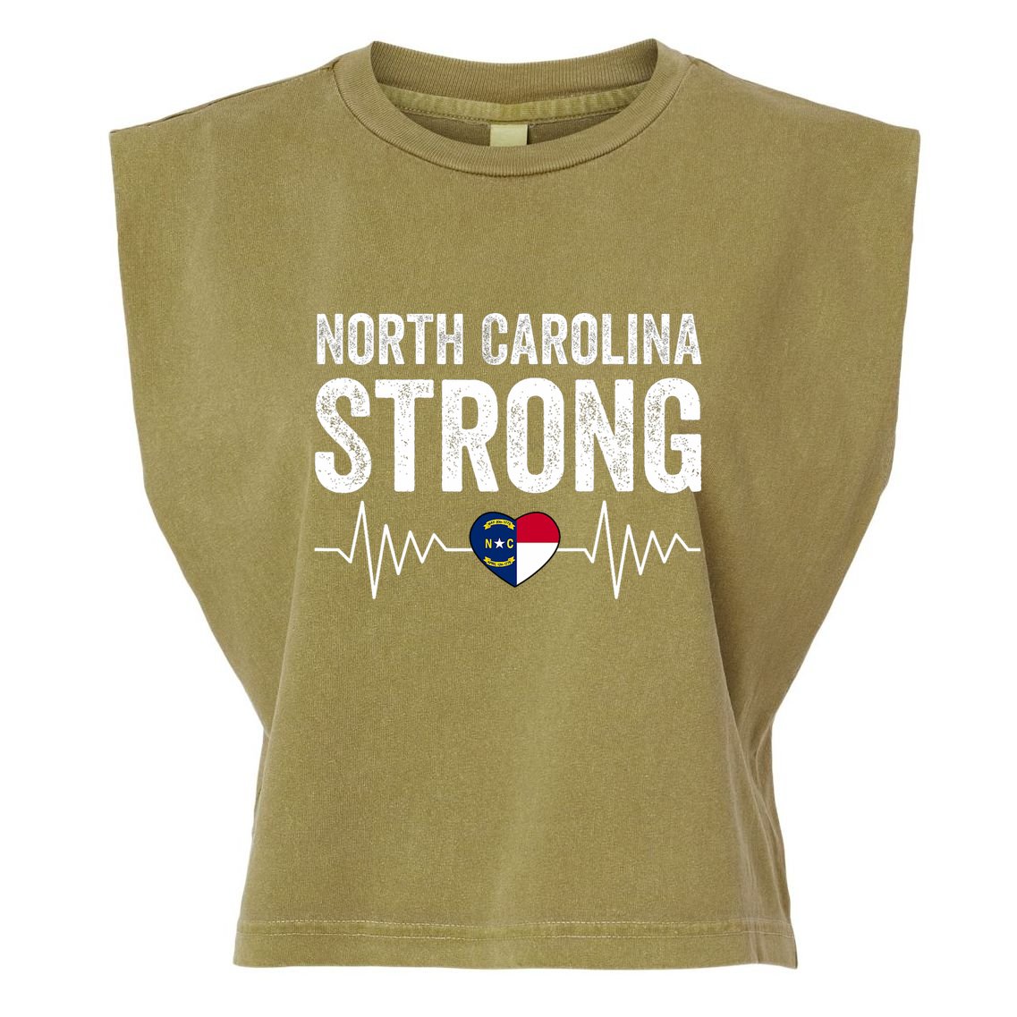 North Carolina Strong With Nc State And Love North Carolina Garment-Dyed Women's Muscle Tee
