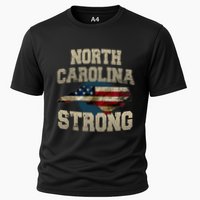 North Carolina Strong With Nc State And Usa Flag Overlay Cooling Performance Crew T-Shirt