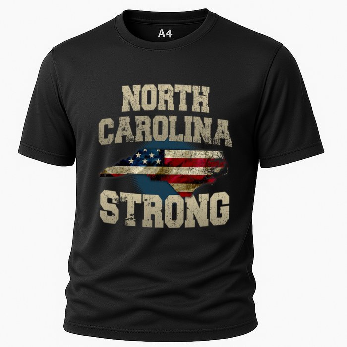 North Carolina Strong With Nc State And Usa Flag Overlay Cooling Performance Crew T-Shirt