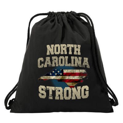 North Carolina Strong With Nc State And Usa Flag Overlay Drawstring Bag
