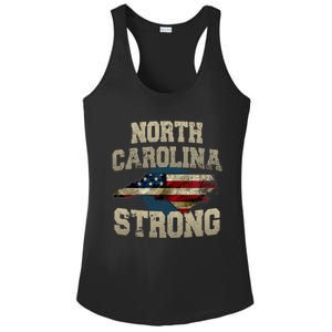 North Carolina Strong With Nc State And Usa Flag Overlay Ladies PosiCharge Competitor Racerback Tank