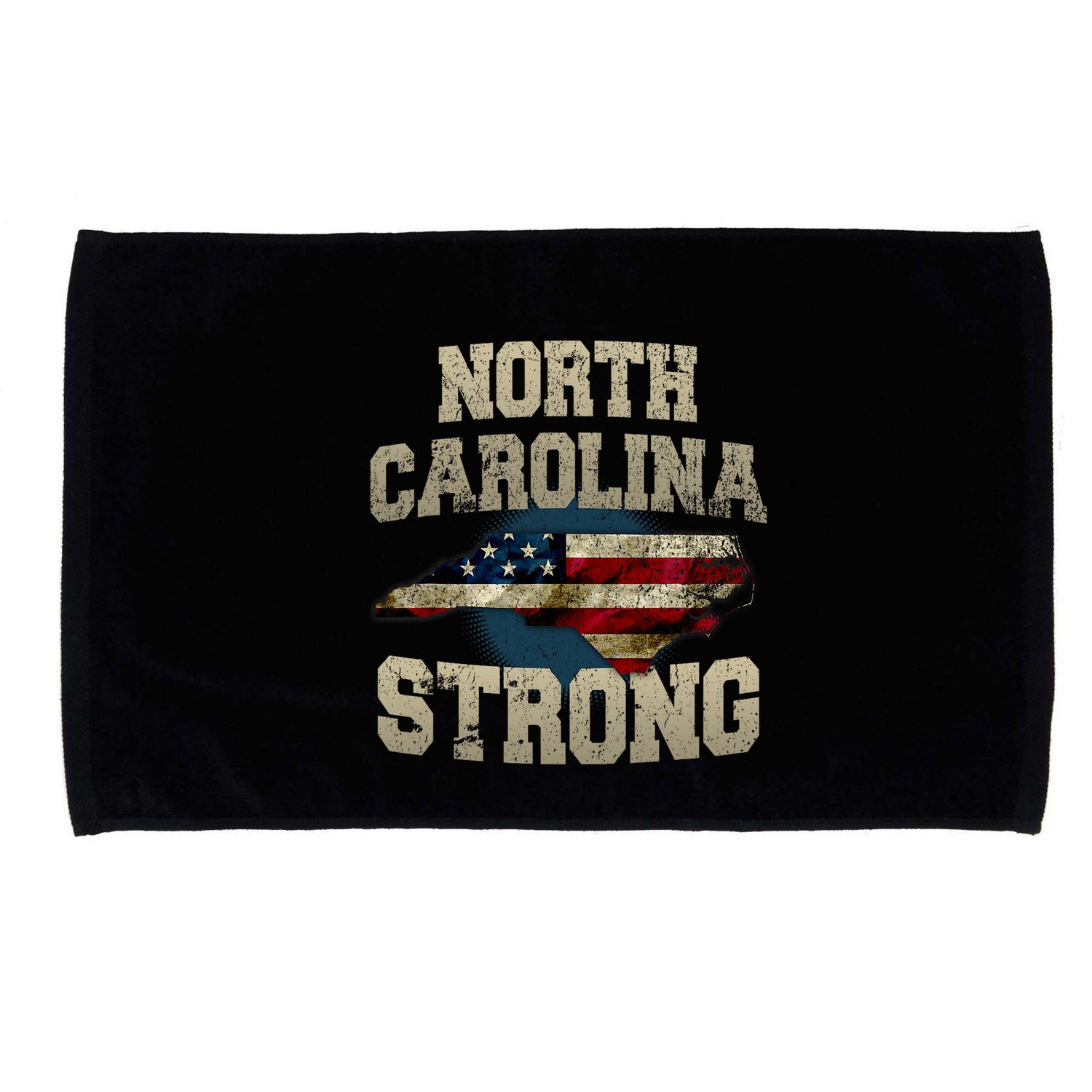 North Carolina Strong With Nc State And Usa Flag Overlay Microfiber Hand Towel
