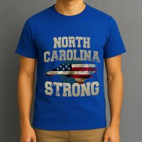 North Carolina Strong With Nc State And Usa Flag Overlay T-Shirt