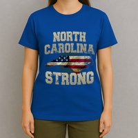 North Carolina Strong With Nc State And Usa Flag Overlay T-Shirt