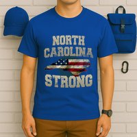 North Carolina Strong With Nc State And Usa Flag Overlay T-Shirt