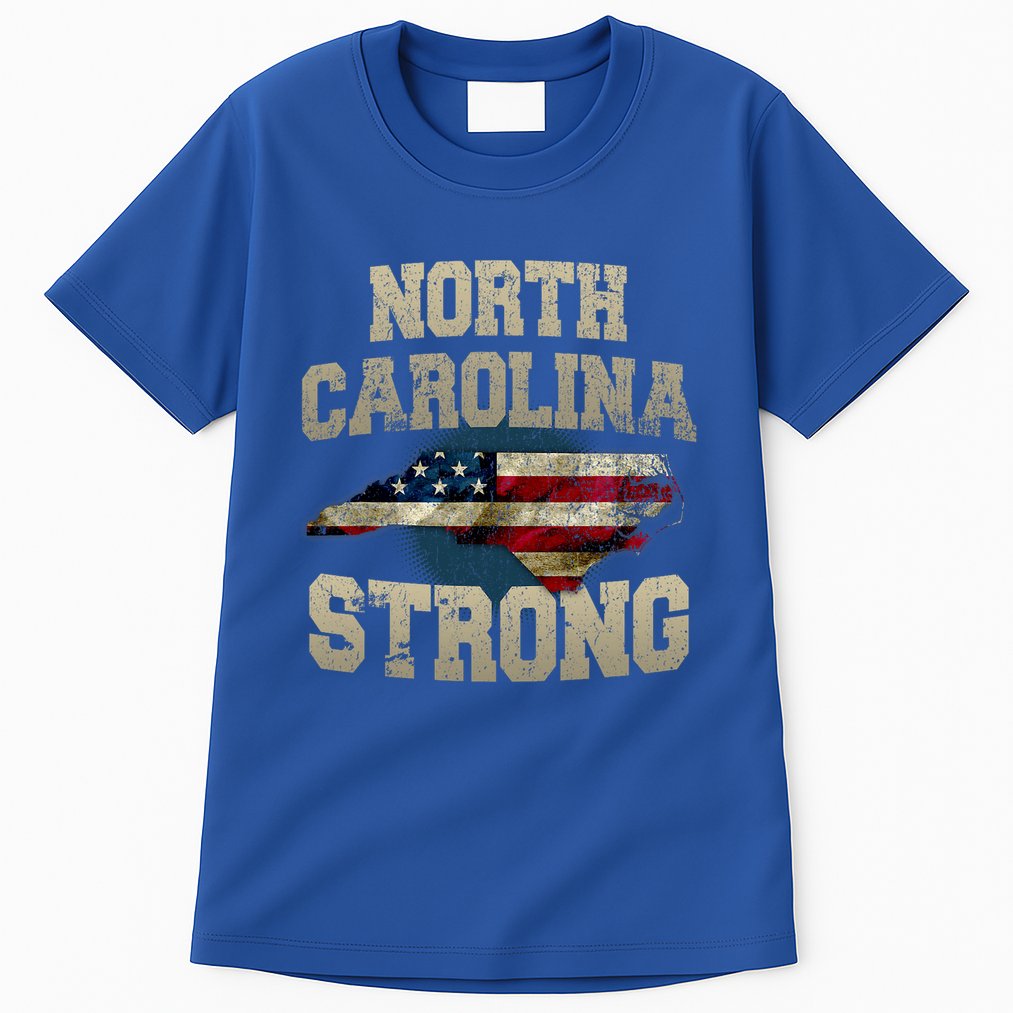 North Carolina Strong With Nc State And Usa Flag Overlay Tall T-Shirt