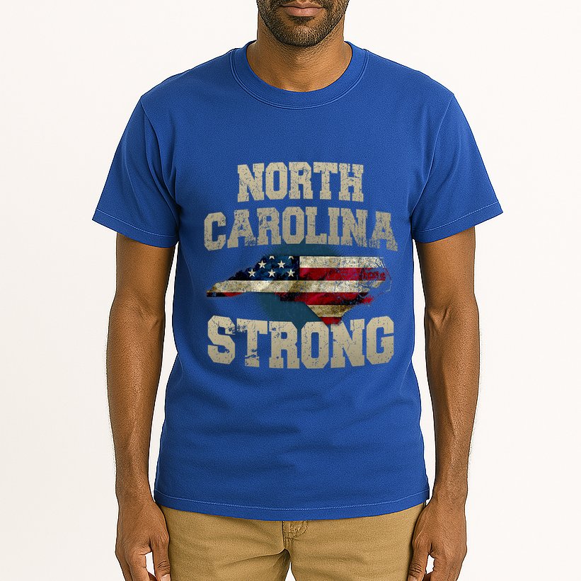 North Carolina Strong With Nc State And Usa Flag Overlay Tall T-Shirt