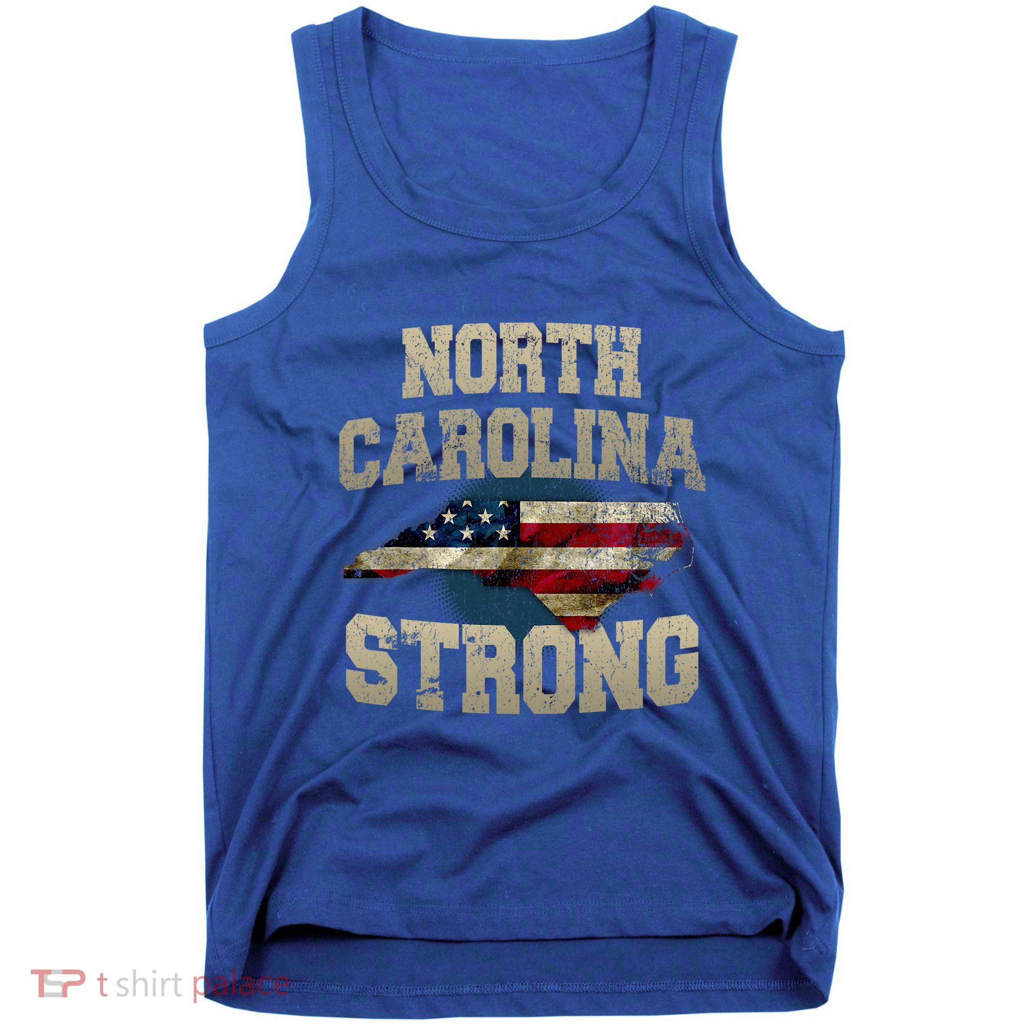 North Carolina Strong With Nc State And Usa Flag Overlay Tank Top