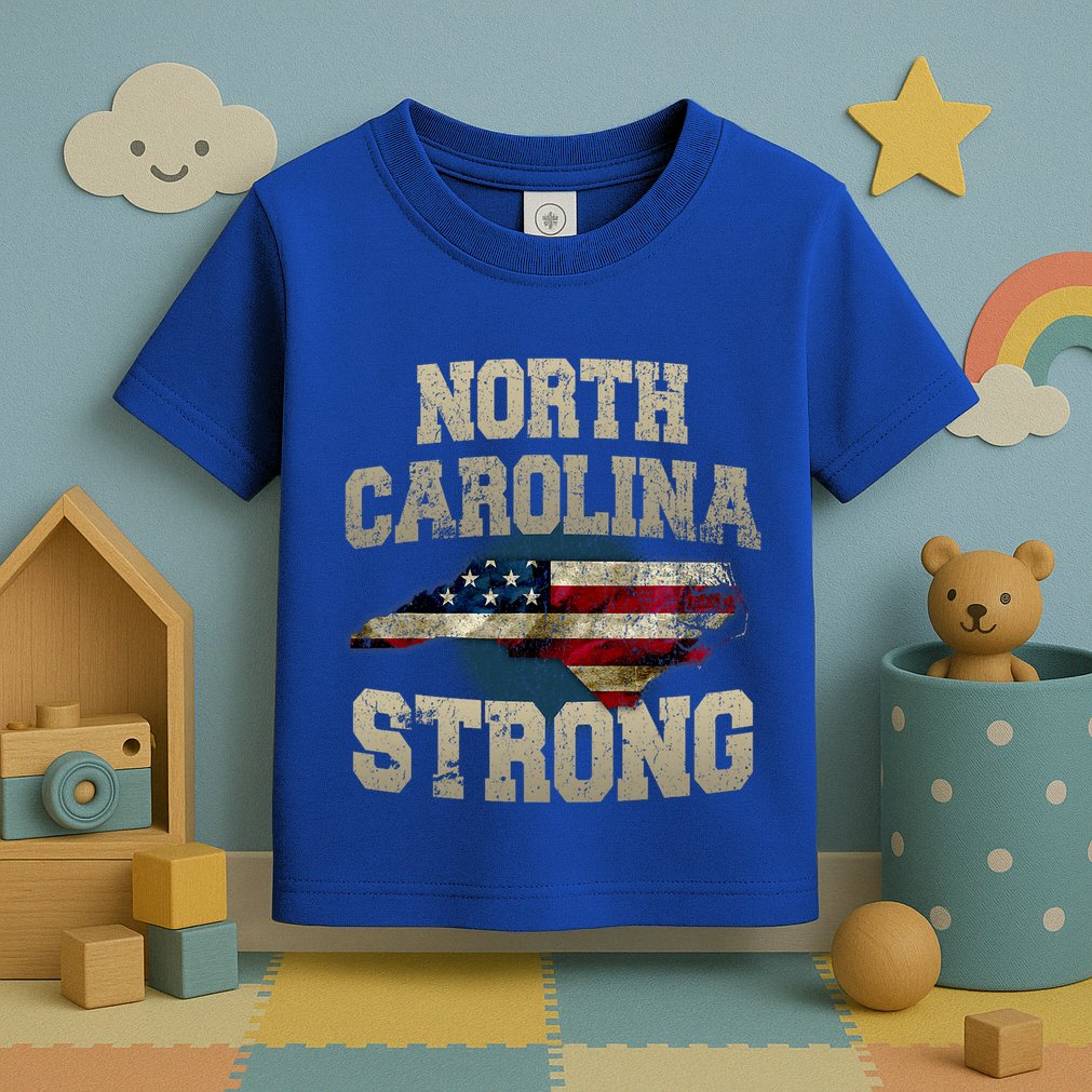 North Carolina Strong With Nc State And Usa Flag Overlay Toddler T-Shirt