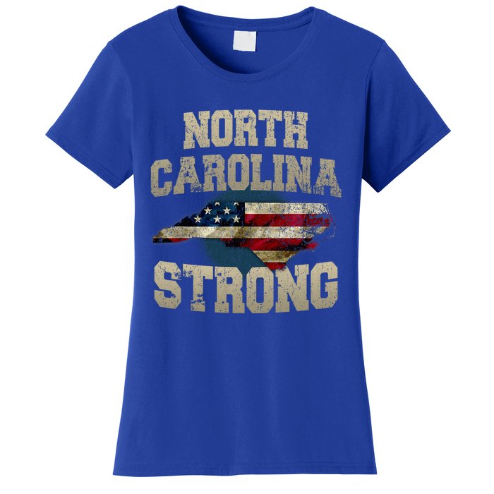 North Carolina Strong With Nc State And Usa Flag Overlay Women's T-Shirt