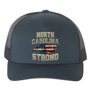 North Carolina Strong With Nc State And Usa Flag Overlay Yupoong Adult 5-Panel Trucker Hat