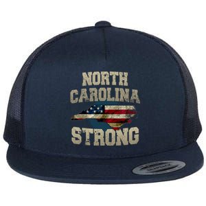 North Carolina Strong With Nc State And Usa Flag Overlay Flat Bill Trucker Hat