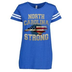 North Carolina Strong With Nc State And Usa Flag Overlay Enza Ladies Jersey Football T-Shirt