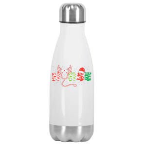 Nurse Christmas Stethoscope Nurses Xmas Scrub Stainless Steel Insulated Water Bottle