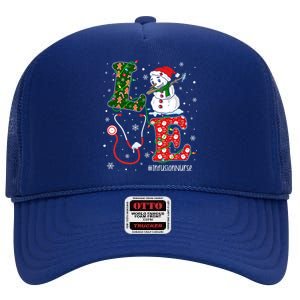 Nursing Christmas Santa Reindeer Love Infusion Nurse Life Gift High Crown Mesh Back Trucker Hat