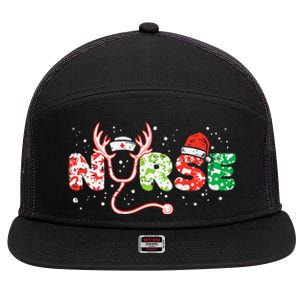 Nurse Christmas Stethoscope Nurses Xmas Scrub Top Women 7 Panel Mesh Trucker Snapback Hat