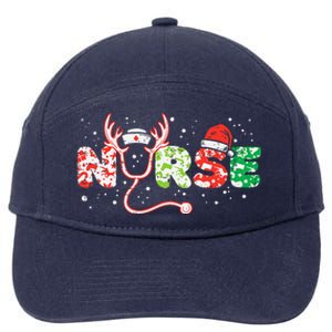 Nurse Christmas Stethoscope Nurses Xmas Scrub Top Women 7-Panel Snapback Hat