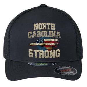 North Carolina Strong With Nc State And Usa Flag Overlay Flexfit Unipanel Trucker Cap