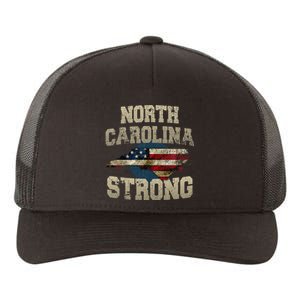 North Carolina Strong With Nc State And Usa Flag Overlay Yupoong Adult 5-Panel Trucker Hat