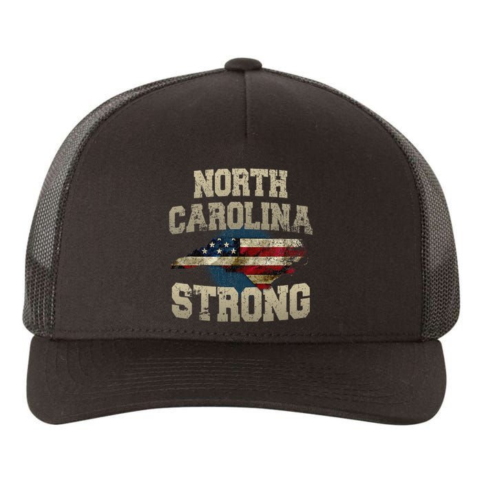 North Carolina Strong With Nc State And Usa Flag Overlay Yupoong Adult 5-Panel Trucker Hat