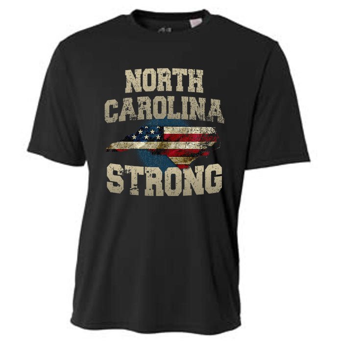 North Carolina Strong With Nc State And Usa Flag Overlay Cooling Performance Crew T-Shirt