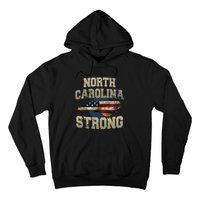 North Carolina Strong With Nc State And Usa Flag Overlay Hoodie