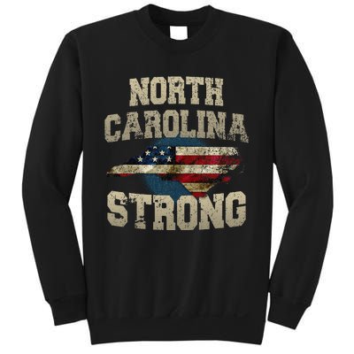 North Carolina Strong With Nc State And Usa Flag Overlay Sweatshirt