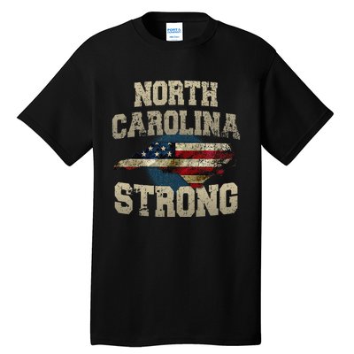 North Carolina Strong With Nc State And Usa Flag Overlay Tall T-Shirt