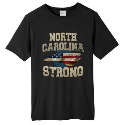 North Carolina Strong With Nc State And Usa Flag Overlay Tall Fusion ChromaSoft Performance T-Shirt