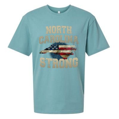 North Carolina Strong With Nc State And Usa Flag Overlay Sueded Cloud Jersey T-Shirt