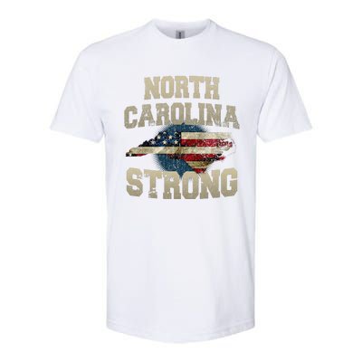 North Carolina Strong With Nc State And Usa Flag Overlay Softstyle CVC T-Shirt