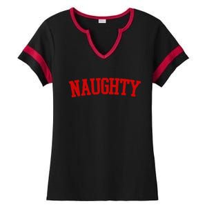 Naughty Christmas Santa Ladies Halftime Notch Neck Tee