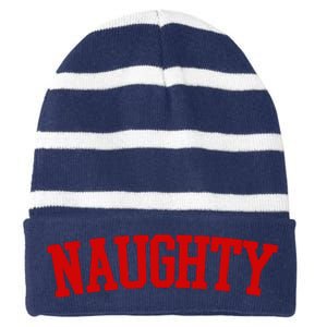 Naughty Christmas Santa Striped Beanie with Solid Band