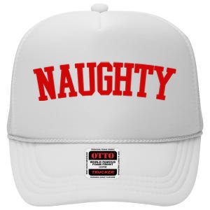 Naughty Christmas Santa High Crown Mesh Back Trucker Hat