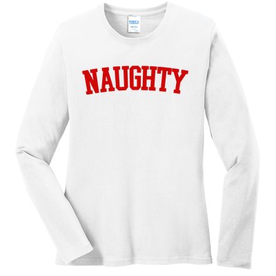 Naughty Christmas Santa Ladies Long Sleeve Shirt