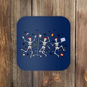 Nurse Christmas Skeleton Dancing Skeleton Skull Nurses Xmas Gift Coaster