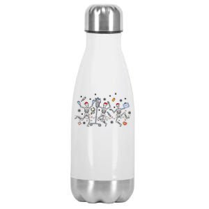 Nurse Christmas Skeleton Dancing Skeleton Skull Nurses Xmas Gift Stainless Steel Insulated Water Bottle