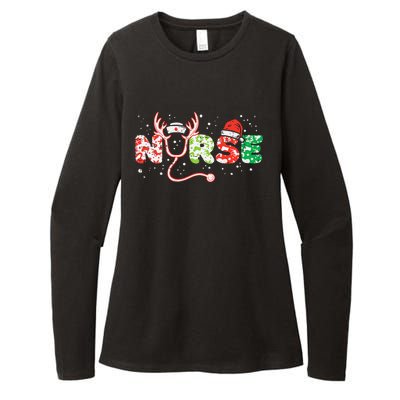 Nurse Christmas Stethoscope Nurses Xmas Scrub Top Womens CVC Long Sleeve Shirt