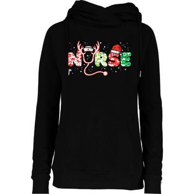 Nurse Christmas Stethoscope Nurses Xmas Scrub Top Womens Funnel Neck Pullover Hood