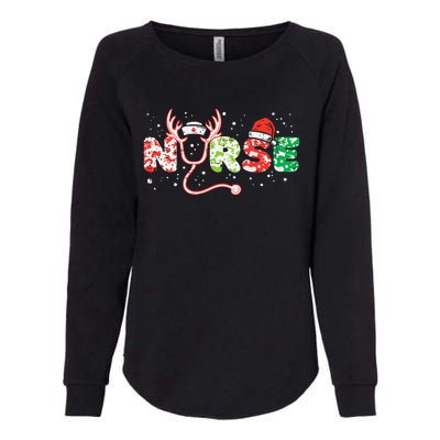 Nurse Christmas Stethoscope Nurses Xmas Scrub Top Womens California Wash Sweatshirt