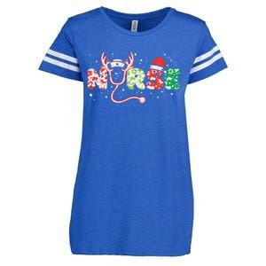 Nurse Christmas Stethoscope Nurses Xmas Scrub Top Enza Ladies Jersey Football T-Shirt