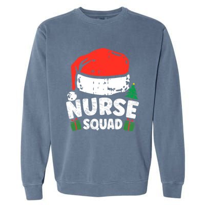 Nurse Christmas Santa Hat Stethoscope Nurse Squad Christmas Gift Garment-Dyed Sweatshirt