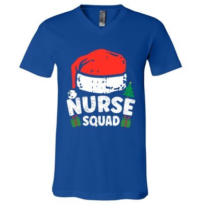 Nurse Christmas Santa Hat Stethoscope Nurse Squad Christmas Gift V-Neck T-Shirt