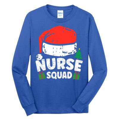 Nurse Christmas Santa Hat Stethoscope Nurse Squad Christmas Gift Tall Long Sleeve T-Shirt